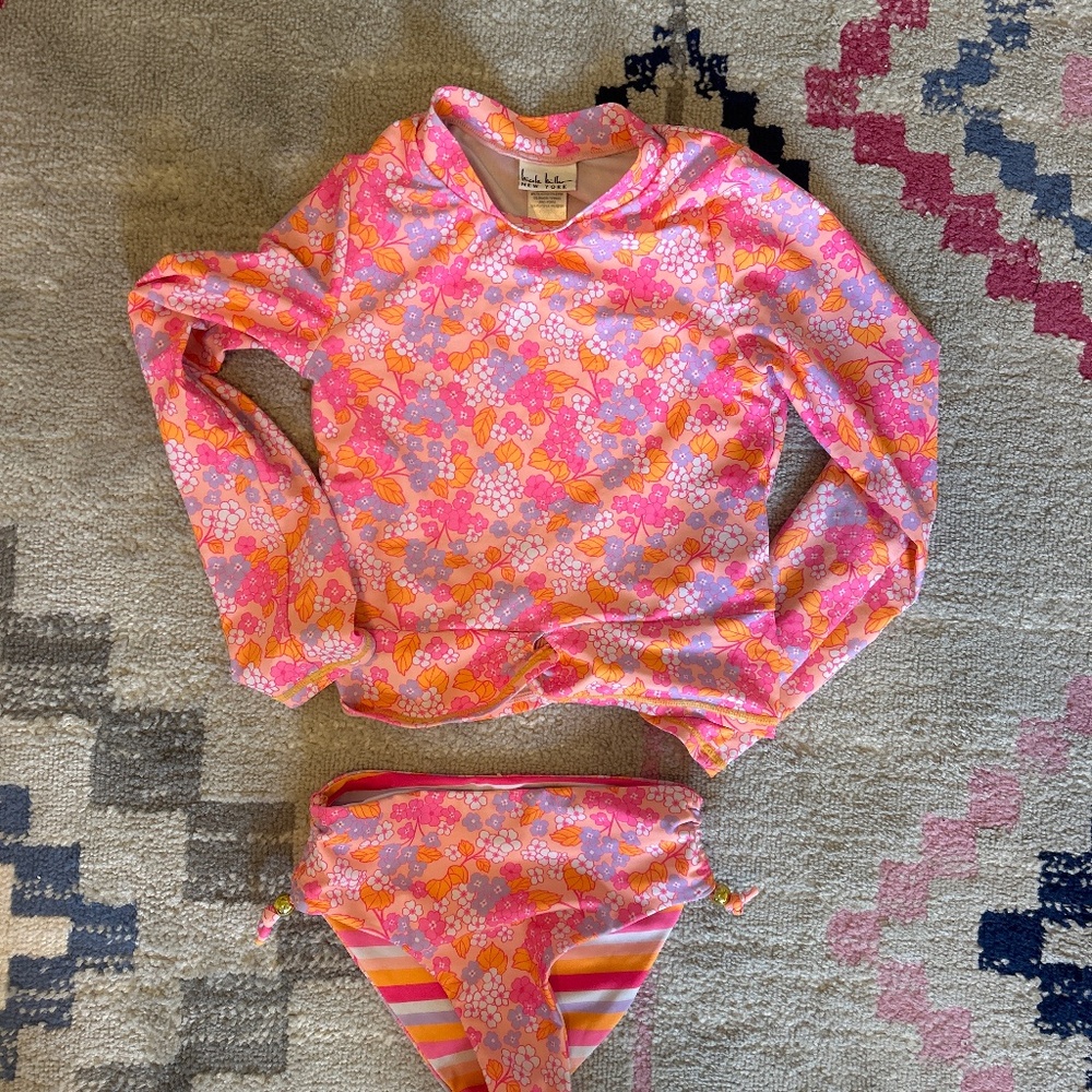 Long sleeve bikini - reversible bottom with beads